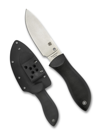 Spyderco Moran Fixed Blade Knife - 3.875" VG10 Satin Drop Point Blade, FRN Handle, Boltaron Sheath - FB02P
