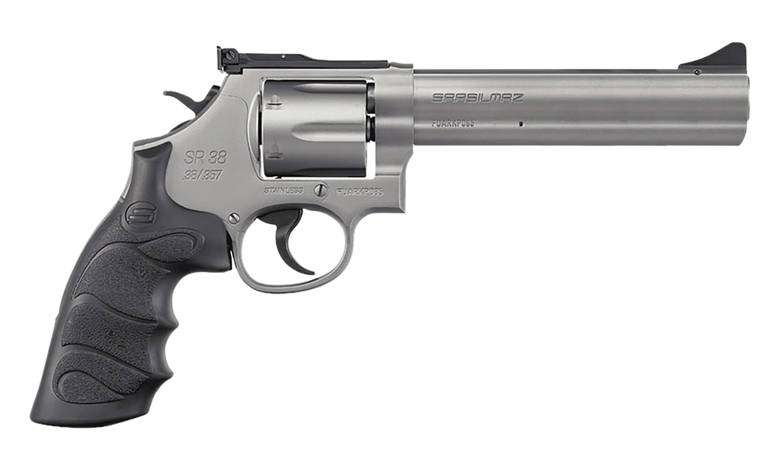 SAR USA SAR SR Revolver SARSR38ST6, 38 Special, 6in, Cylinder & Frame w/Black Finger Groove Grips, Steel Frame Finish, 6 Rds