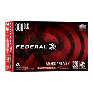 Federal American Eagle Suppressor Ammunition 300AAC Blackout 220 Grain Open Tip Match - 20 Round Box