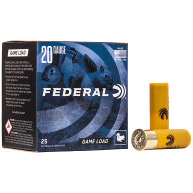 Federal Game Load 20 Gauge 2.75" #8 2.5 Dram .875oz Shotshell 25 Round Box