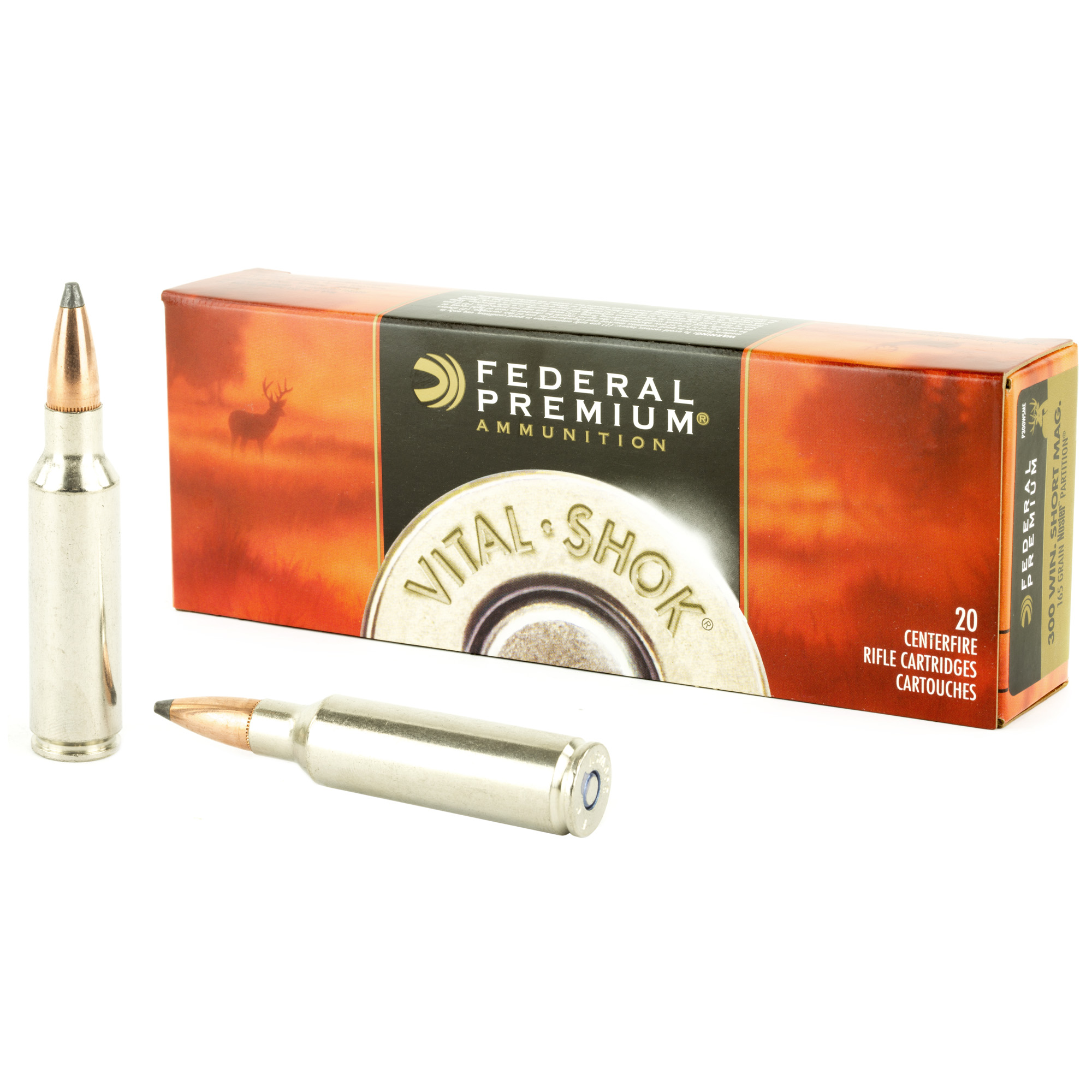 Federal Premium 300 Win Short Mag 165 grain Nosler Partition Box of 20 Rounds P300WSME