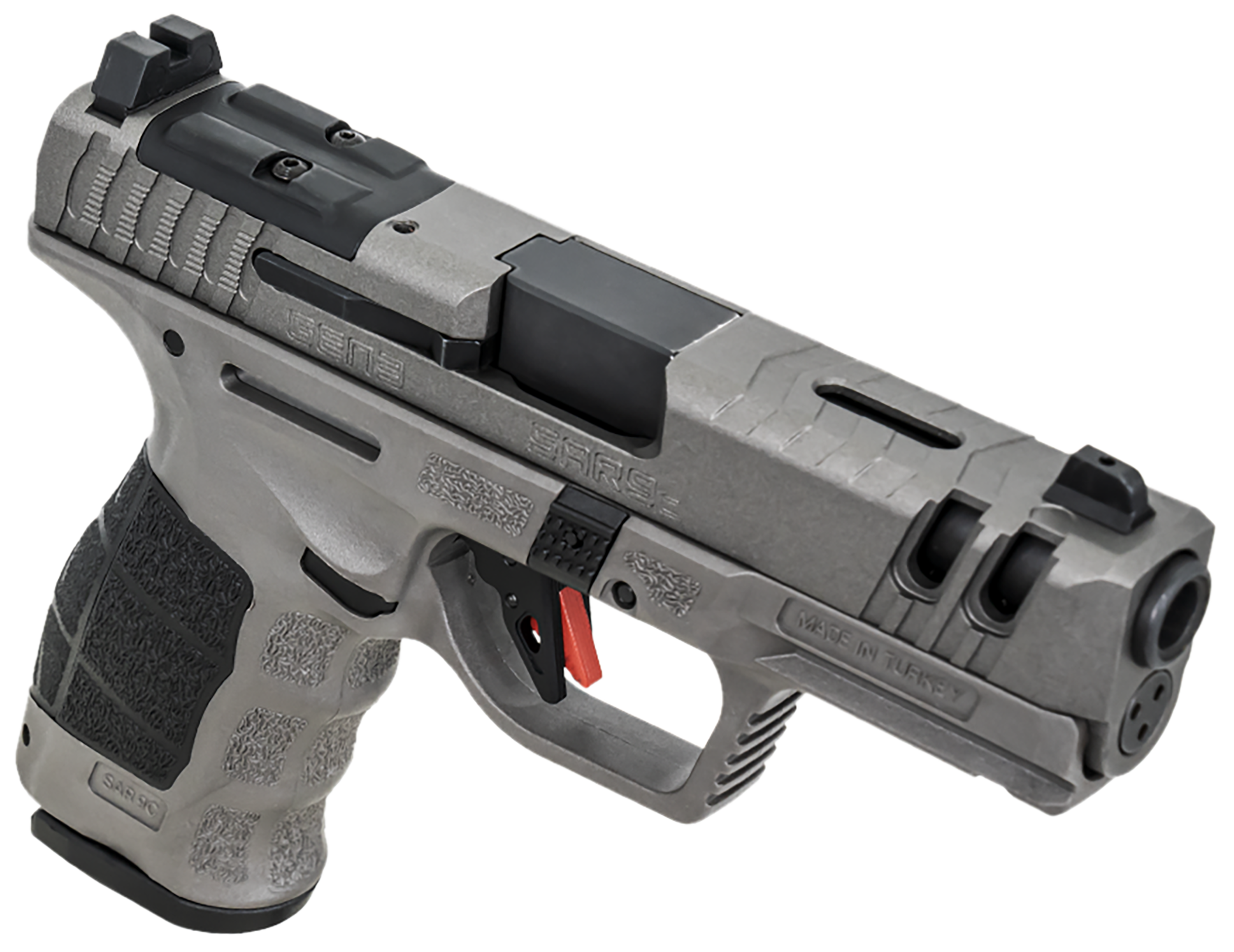 SAR USA SAR9 C Gen3 Pistol SAR9CG3PT, 9mm Luger, 4in, Black Interchangeable Backstrap Grips, Platinum Gray Finish, 15 Rds