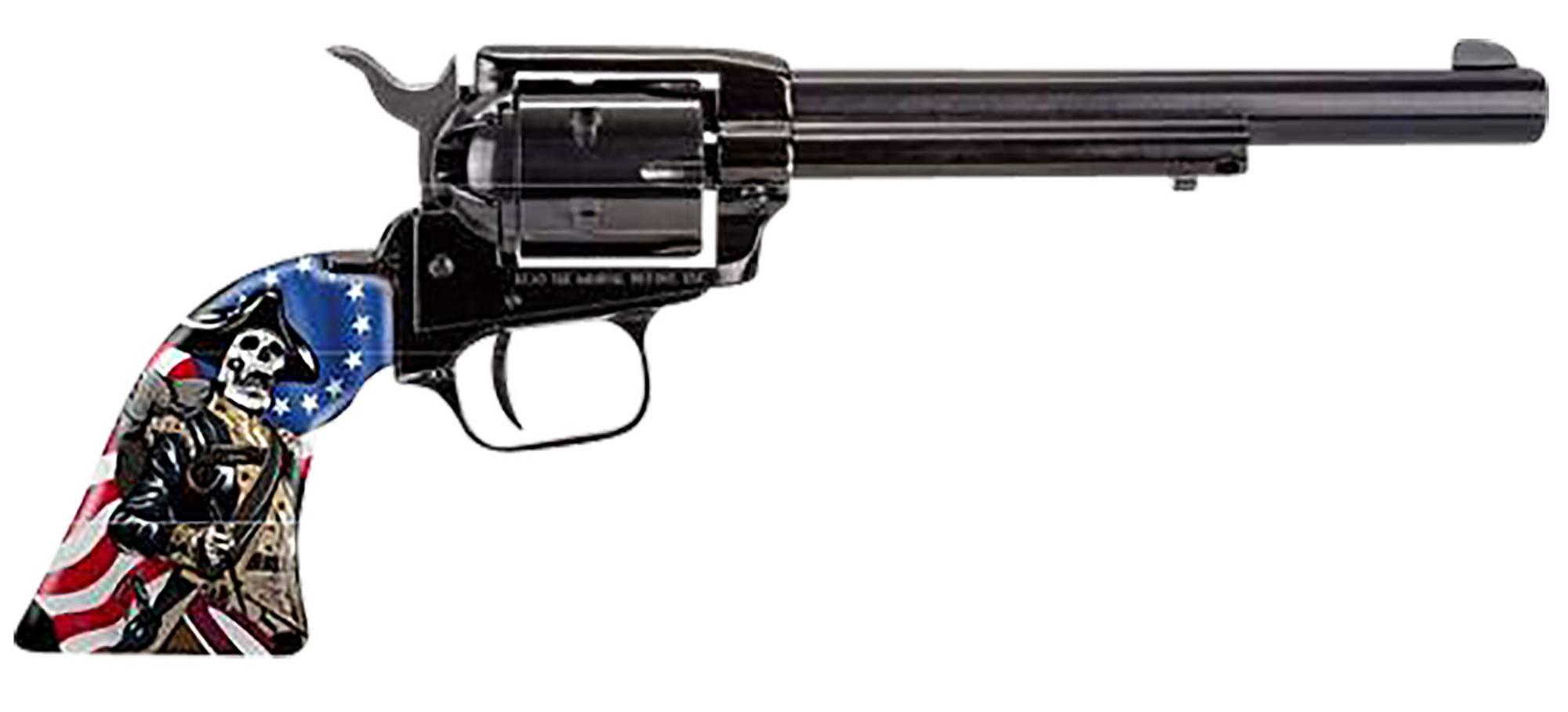 Heritage Rough Rider Revolver RR22B6CSS, 22 LR, 6.50", US Flag w/Soldier Grips, Black Oxide Finish, 6 Rds