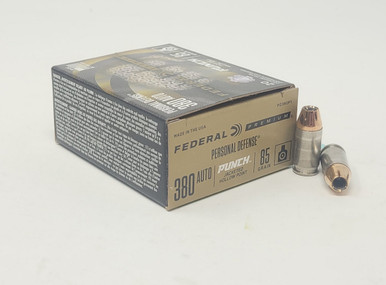 Federal 380 Auto Ammunition FPD380P1 Personal Defense 85 Grain Punch Jacketed Hollow Point 20 Rounds