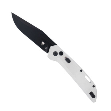 CobraTec Knives Naja Auto Folding Knife - 3.5" Black D2 Drop Point Blade, Lunar Gray G10 Handles