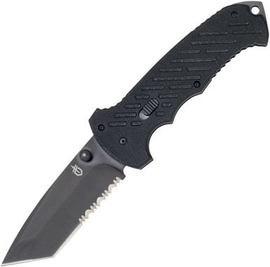 Gerber 06 FAST AUTO Folding Knife - 3.8" 7Cr17MoV Partially Serrated Tanto Blade, Black G10 Handles - 31-000216N