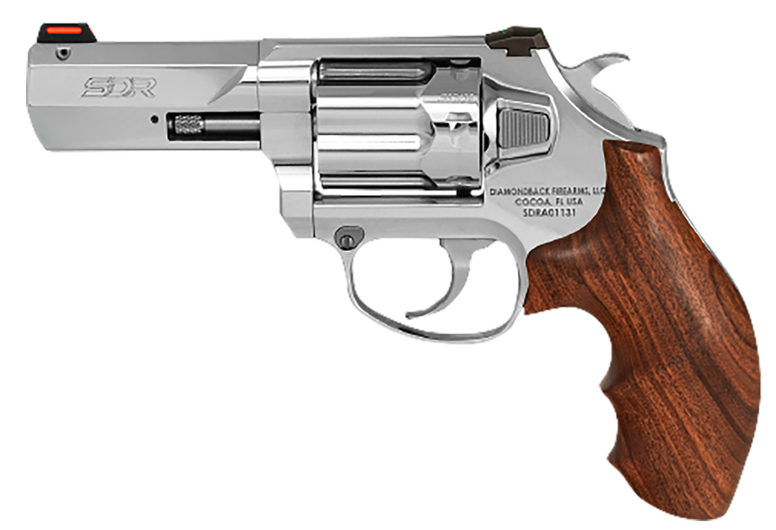 Diamondback SDR Revolver DB075AS703, 357 Mag, 3", Hogue Wood Grips, Stainless Steel Finish, 6 Rds