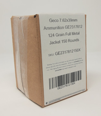 Geco 7.62x39mm Ammunition *Damaged Box* GE2317812X 124 Grain Full Metal Jacket 150 Rounds