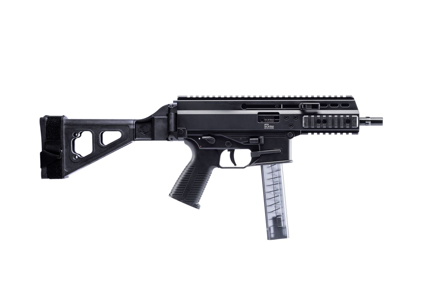 B&T APC9 Pro Semi-Auto Pistol BT-36039-SB, 9mm, 7 in, Black Finish, 30 Rds