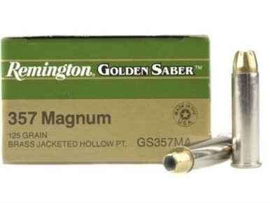 Remington 357 Magnum Ammunition Golden Saber GS357MA 125 Grain Jacketed Hollow Point 25 rounds