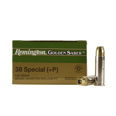 Remington .38 Special +P Ammunition Golden Saber GS38SB 125 Grain Brass Jacketed Hollow Point 25 Rounds
