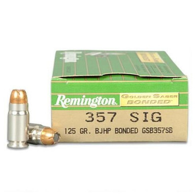 Remington 357 Sig Ammunition Golden Saber LE GSB357SB 125 Grain Bonded Brass Jacketed Hollow Point 50 Rounds