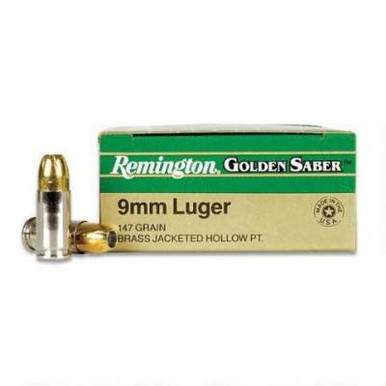 Remington 9mm Ammunition Golden Saber GSB9MMC 147 Grain Bonded Jacketed Hollow Point 50 rounds
