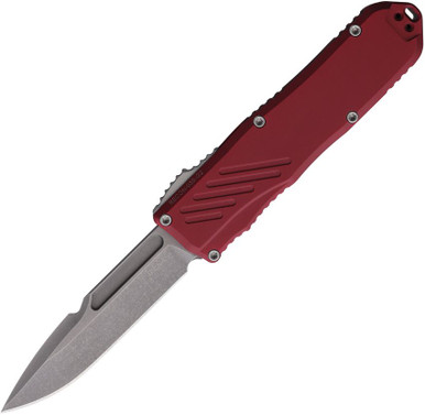 Guardian Tactical 035 Recon G2 OTF Knife - 3.5" CPM-Magnacut Stonewashed Spear Point Blade, Red Aluminum Handles