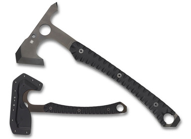 Spyderco Warrior Hawk Tactical Combat Tomahawk - 13.68" Overall, D2 Tool Steel, Black Textured G10 Handles, Boltaron Sheath