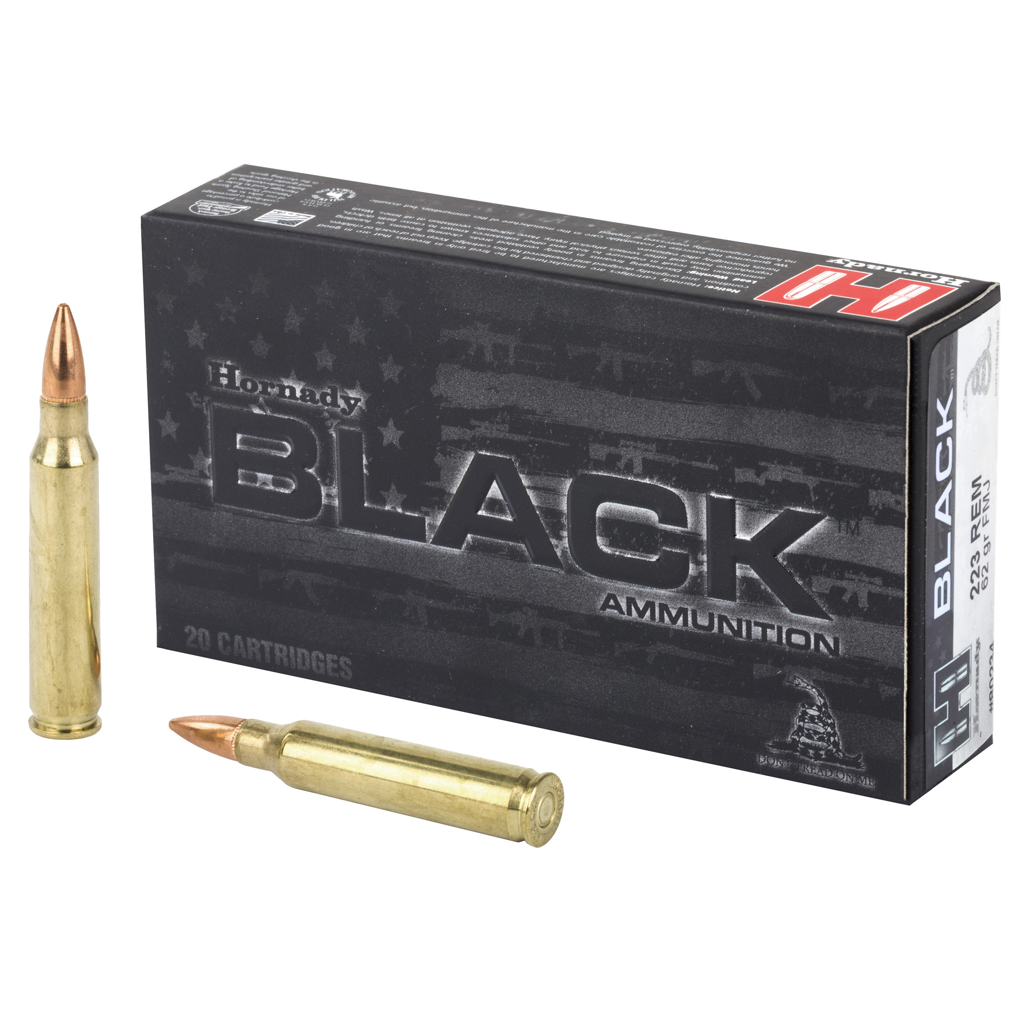 Hornady Black 223 Remington Ammo 62 grain FMJ Case of 200 Rounds Bulk 80234