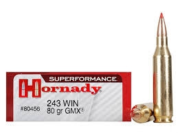 Hornady 243 Win Superformance H80456 80gr GMX Boat Tail Lead-Free 20 rounds