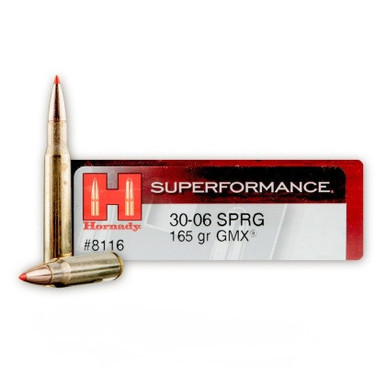Hornady 30-06 Springfield Superformance Ammunition H8116 165 Grain GMX Ballistic Tip 20 Rounds