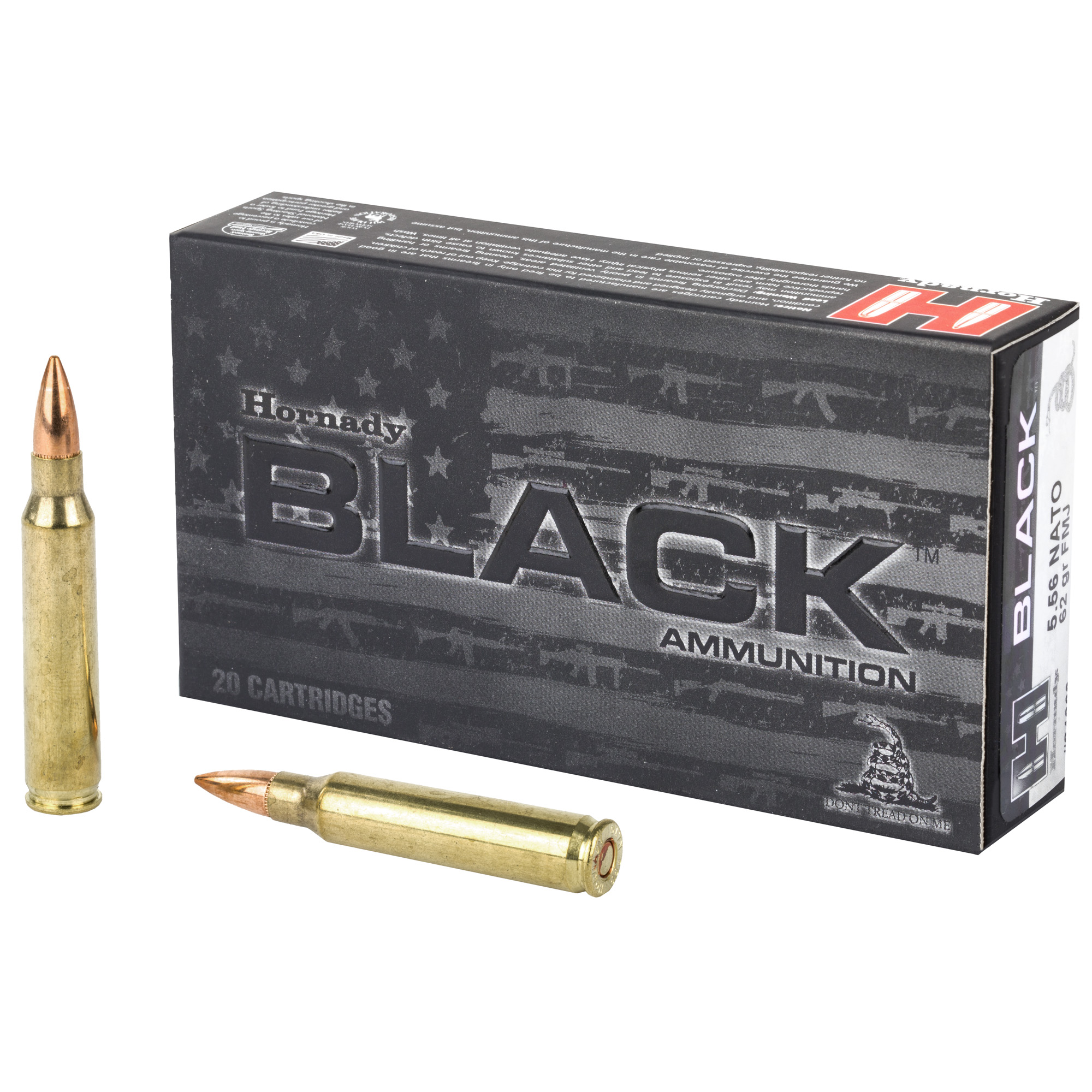 Hornady Black 5.56 NATO Ammo 62 grain FMJ Case of 200 Rounds 81263