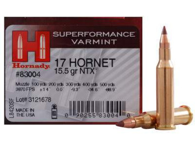 Hornady 17 Hornet Superformance Varmint #83004 15.5 gr NTX 25 rounds