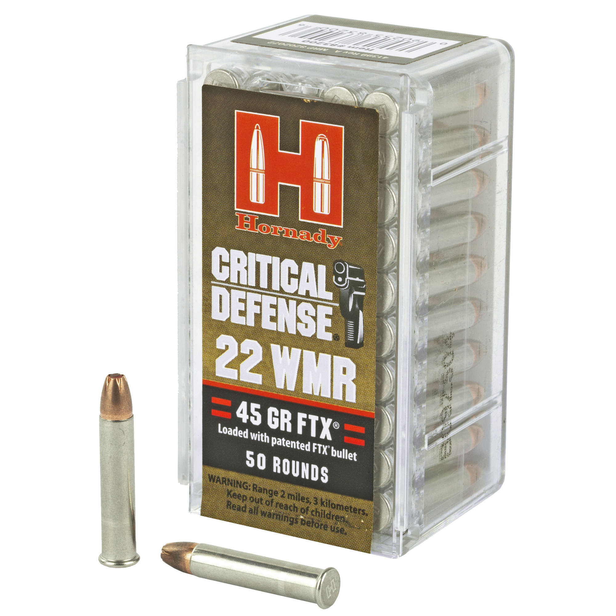 Hornady Critical Defense 22 Win Mag 45 grain FTX Box of 50 Rounds 83200