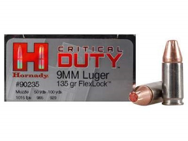 Hornady 9mm Ammunition Critical Duty H90235 135 Grain Flex Tip FTX 50 rounds