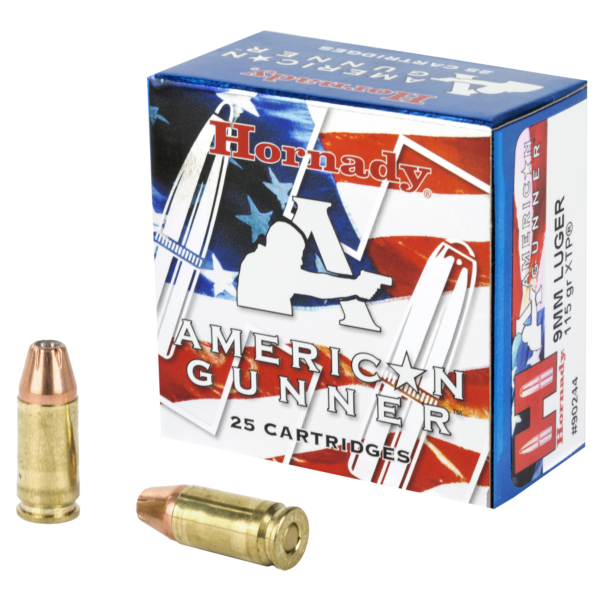 Hornady American Gunner 9mm Luger Ammo 115 grain XTP Hollow Point Box of 25 Rounds 90244