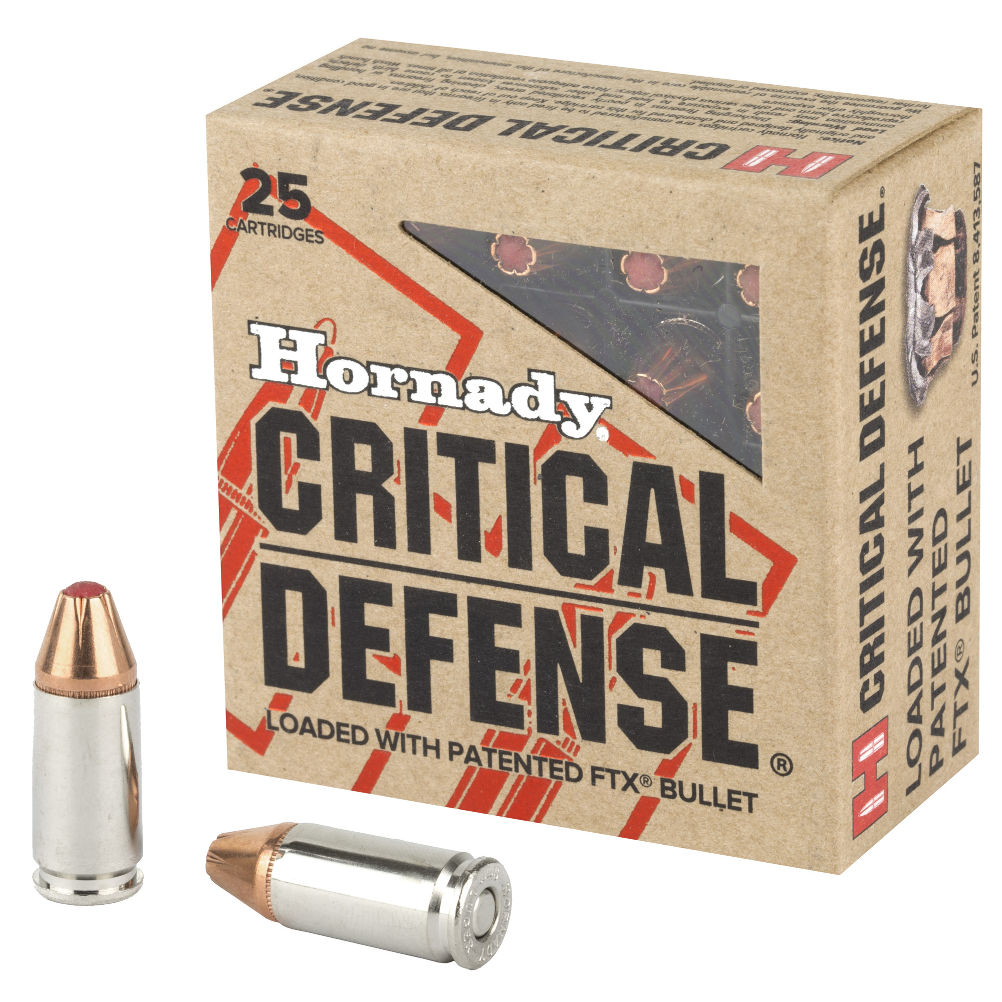 Hornady Critical Defense 9mm Luger Ammo 115 grain FTX Box of 25 Rounds 90250