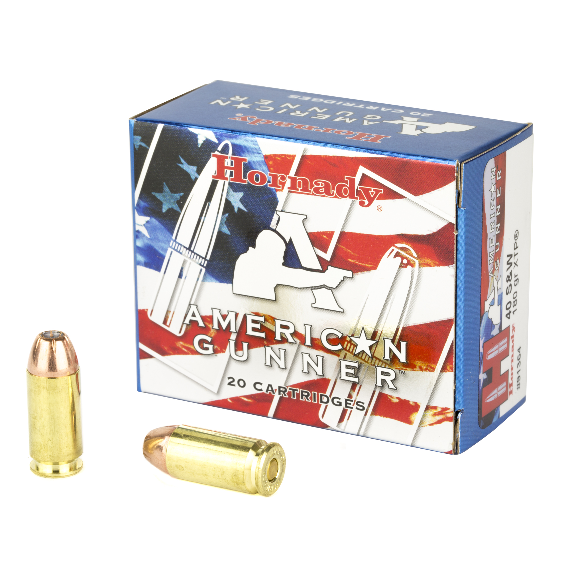 Hornady American Gunner 40 S&W Ammo 180 grain XTP Box of 20 Rounds 91364