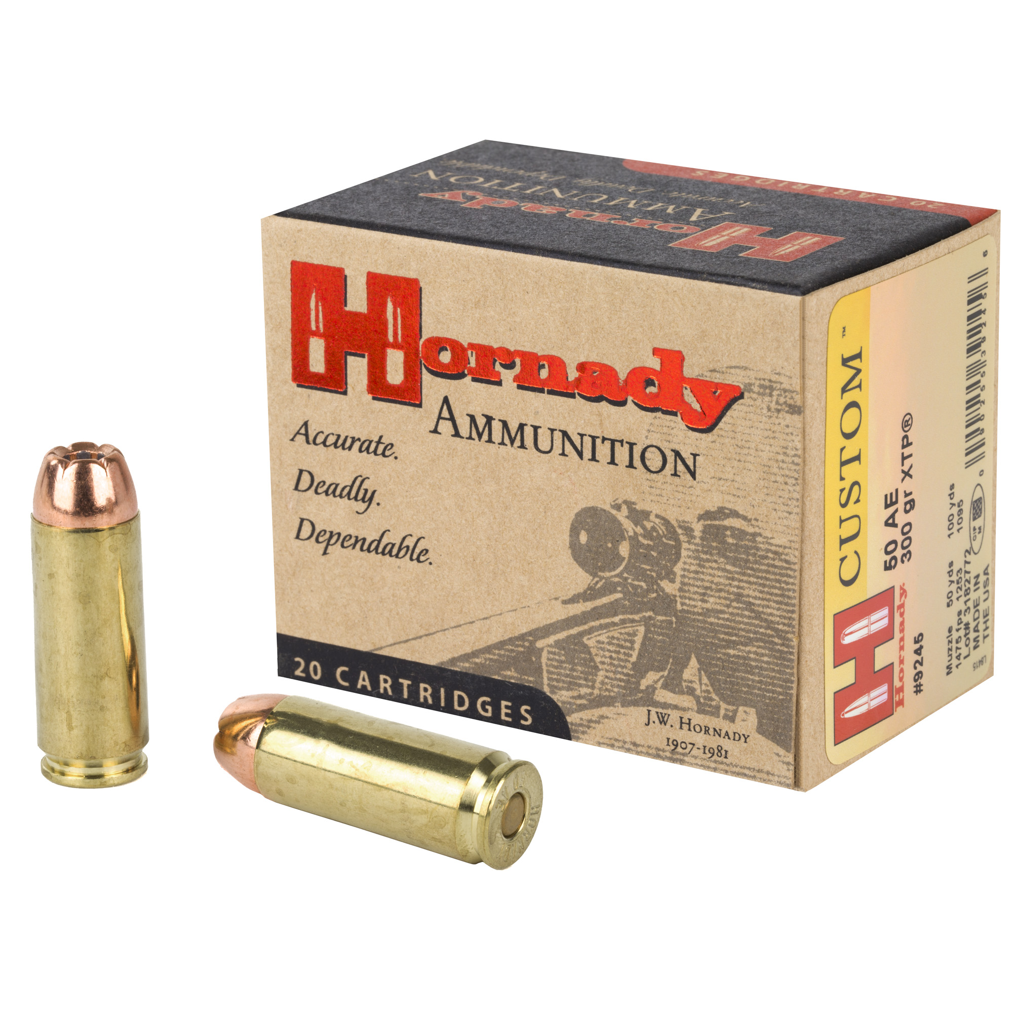 Hornady Custom 50 AE 300 grain XTP Case of 200 Rounds 9245