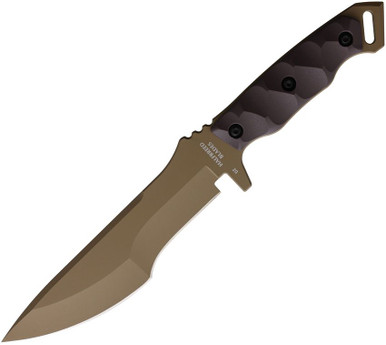 Halfbreed Blades Medium Infantry Fixed Blade Knife - 6.69" D2 Dark Earth Teflon Recurve Drop Point Tracker Blade, Milled Black G10 Handles, Molded Kydex Sheath - MIK-08-DE
