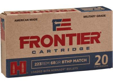 Hornady 223 Remington Military Grade Ammunition Frontier FR 68 Grain Boat Tail Hollow Point Match CASE 500 Rounds