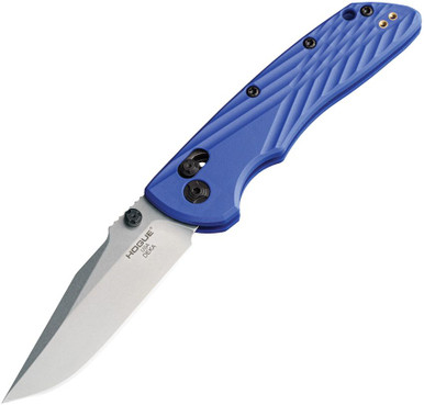 Hogue Deka ABLE Lock Folding Knife 3.25" CPM-MagnaCut Stonewashed Clip Point Blade, Blue Polymer Handles, AXIS/Crossbar Lock - 24373