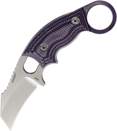 Hogue Knives EX-F03 Fixed Blade - 2.25" 154CM Stonewashed Hawkbill, Purple G-Mascus Handles, Kydex Sheath - 35328