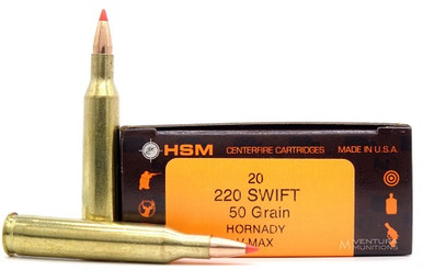 HSM 220 Swift Ammunition 50 Grian V-MAX 20 Rounds