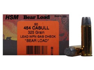 HSM 454 Casull Bear Load 325 Grain Lead Wide Flat Nose Gas Check 50 rounds