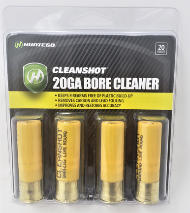 Huntego Cleanshot *Live Round For Cleaning Use Only* 20 Gauge Gun Bore Cleaner 4 Rounds