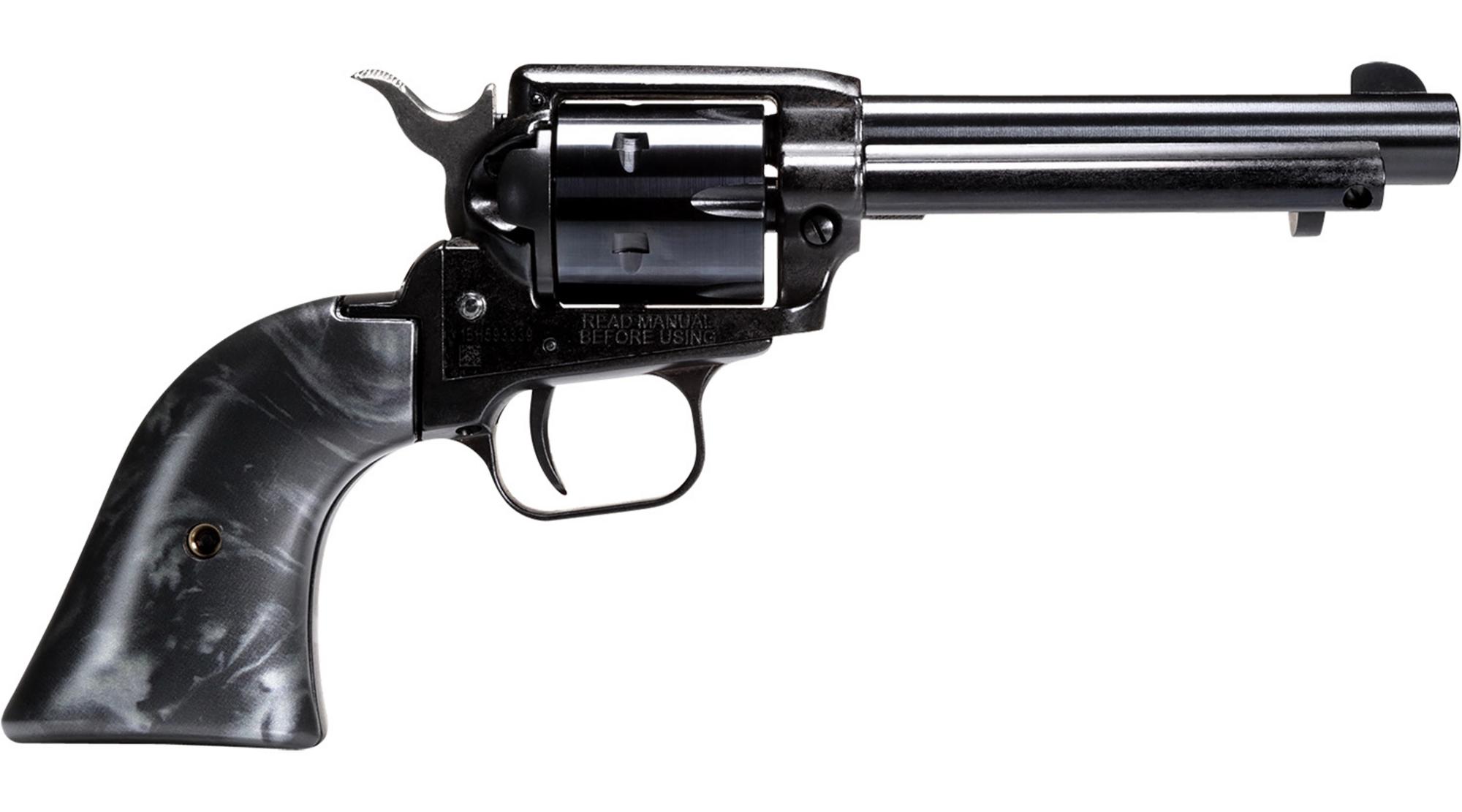 Heritage Rough Rider Revolver RR22B4BP, 22 LR, 4.75", Black Pearl Grips, Black Oxide Finish, 6 Rds