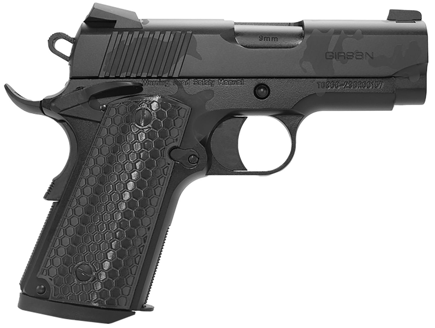 EAA MC1911 SC Untouchable Pistol 392069, 9mm Luger, 3.40in, Black Polymer Grips, Black Camo Finish, 7 Rds