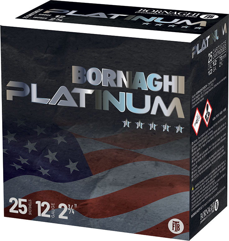 Bornaghi Platinum Target Loads T3PLATINUM2475, 12 Gauge, 2-3/4", 24 gram, 1350 fps, #7.5 Shot, 25 Rd/bx