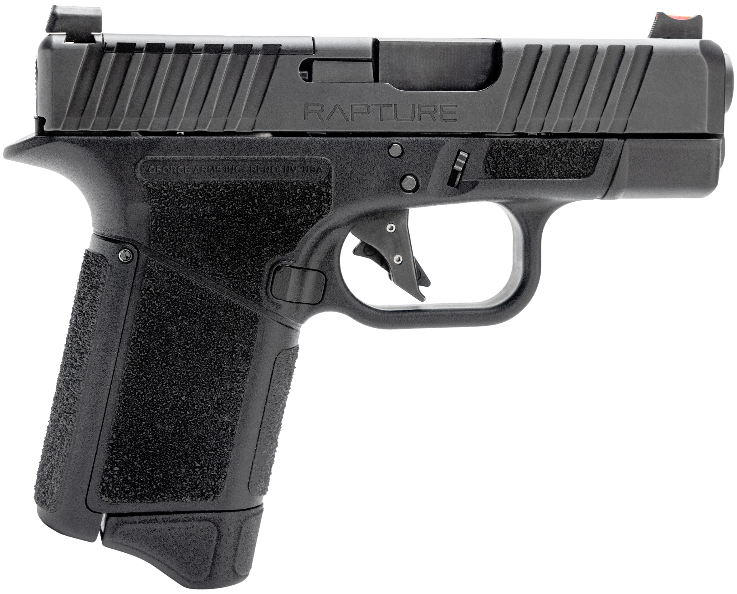 GForce Rapture Optic Ready Pistol GF932512, 9mm Luger, 3.25in, Black Textured Grips, Black Cerakote Finish, 12 Rds