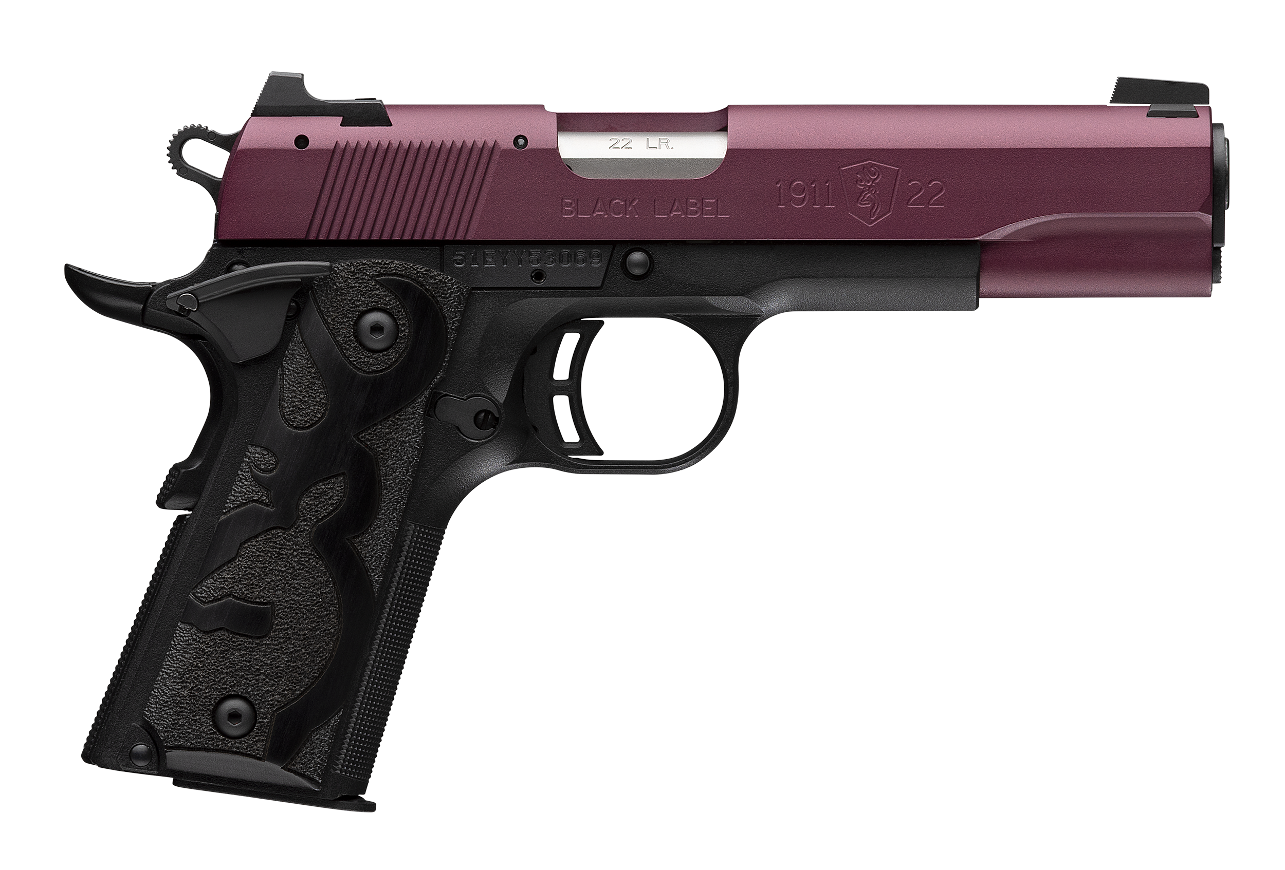 Browning 1911-22 Black Label Pistol 051061490, 22 LR, 4.25in, Black Polymer, Matte Black Finish, 10 Rds