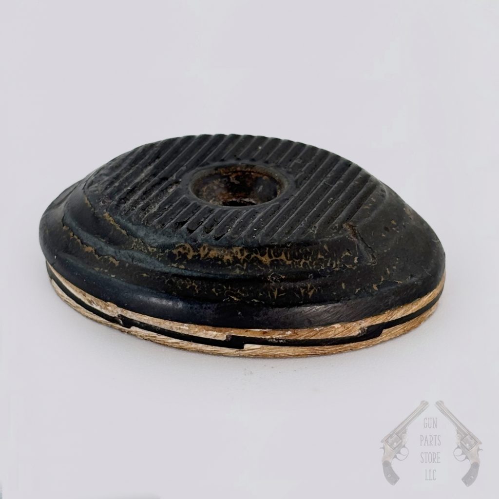 Vintage Shotgun Grip Cap – Black Hard Rubber w/ Spacer – 1-3/4″ L x 1.3/8″ W