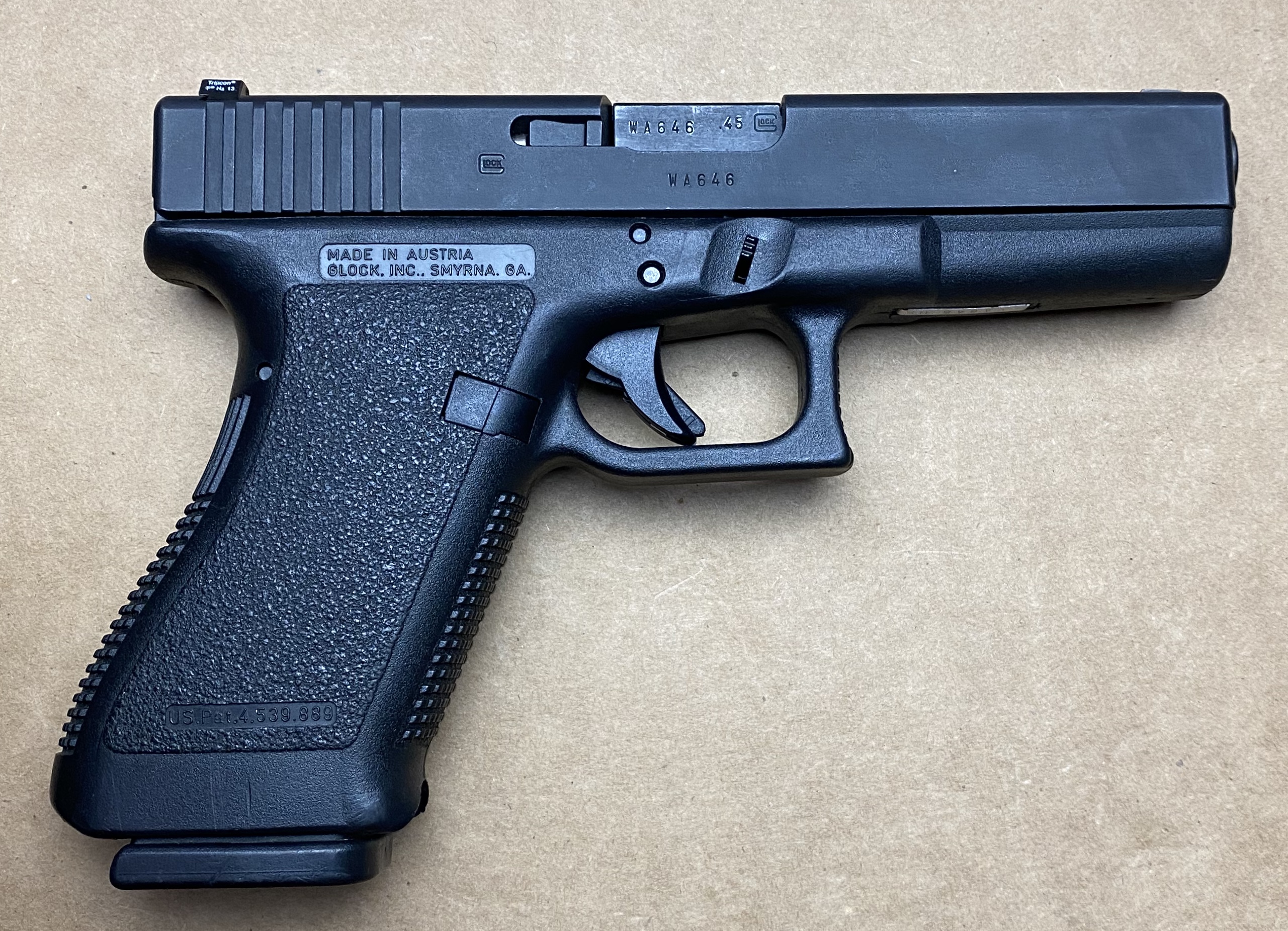 Used Glock 21 45 ACP Gen 2 w/ Trijicon Night Sights