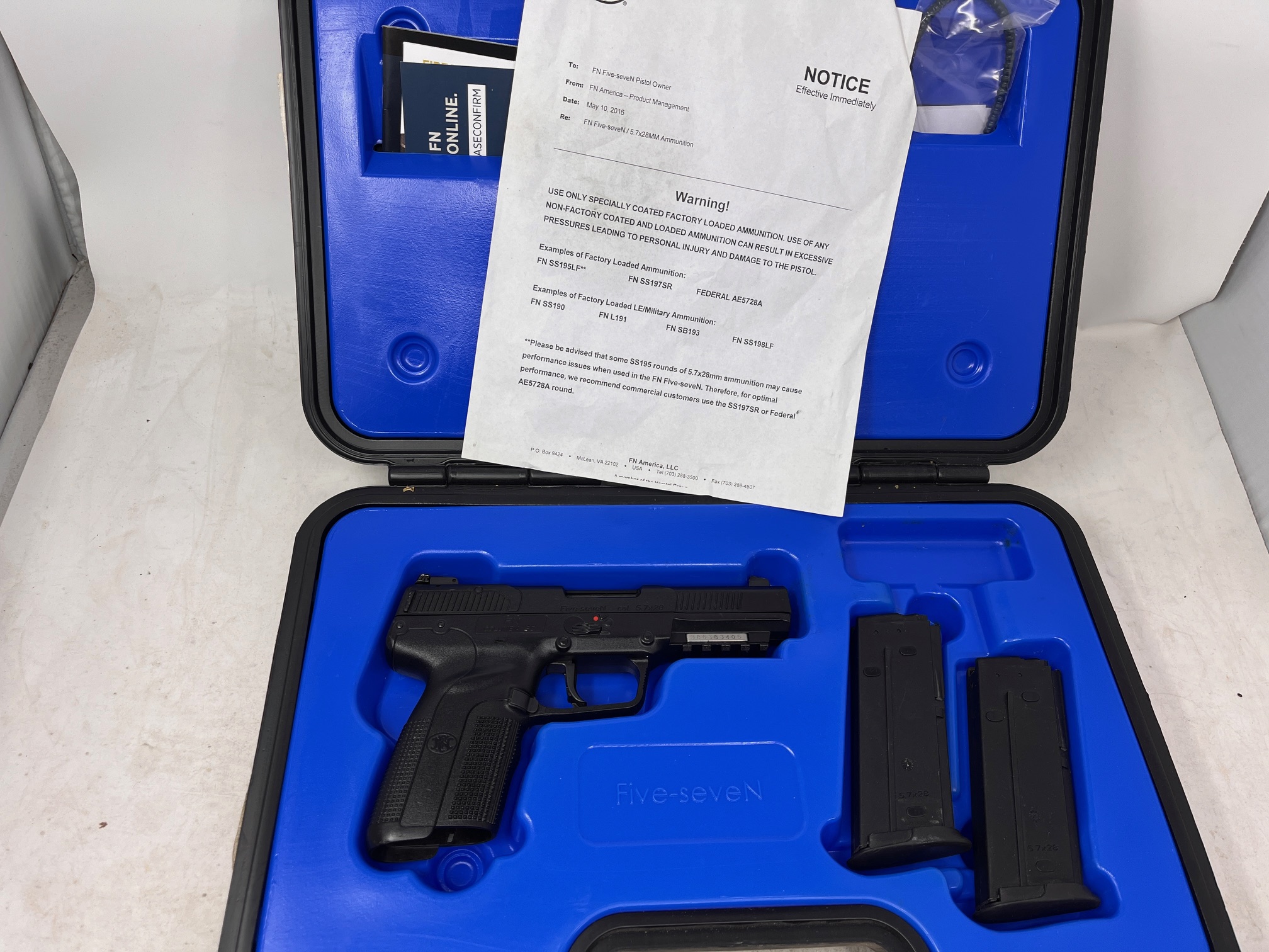 Used FN Five-Seven 5.7x28 Black 20 Round Fiveseven 3868929354