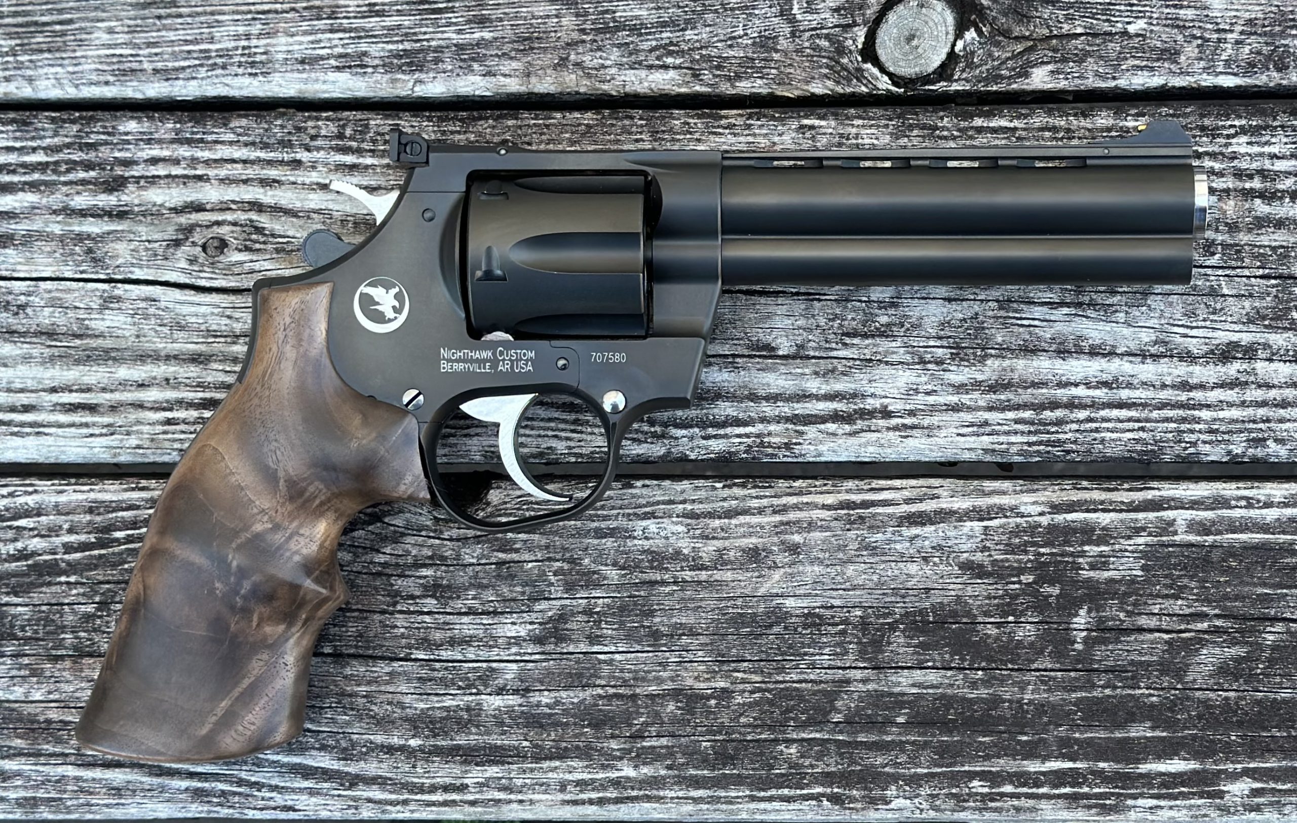 Nighthawk Custom Korth Mongoose 357 Mag / 9mm 5.25" Barrel Walnut Grips 0179