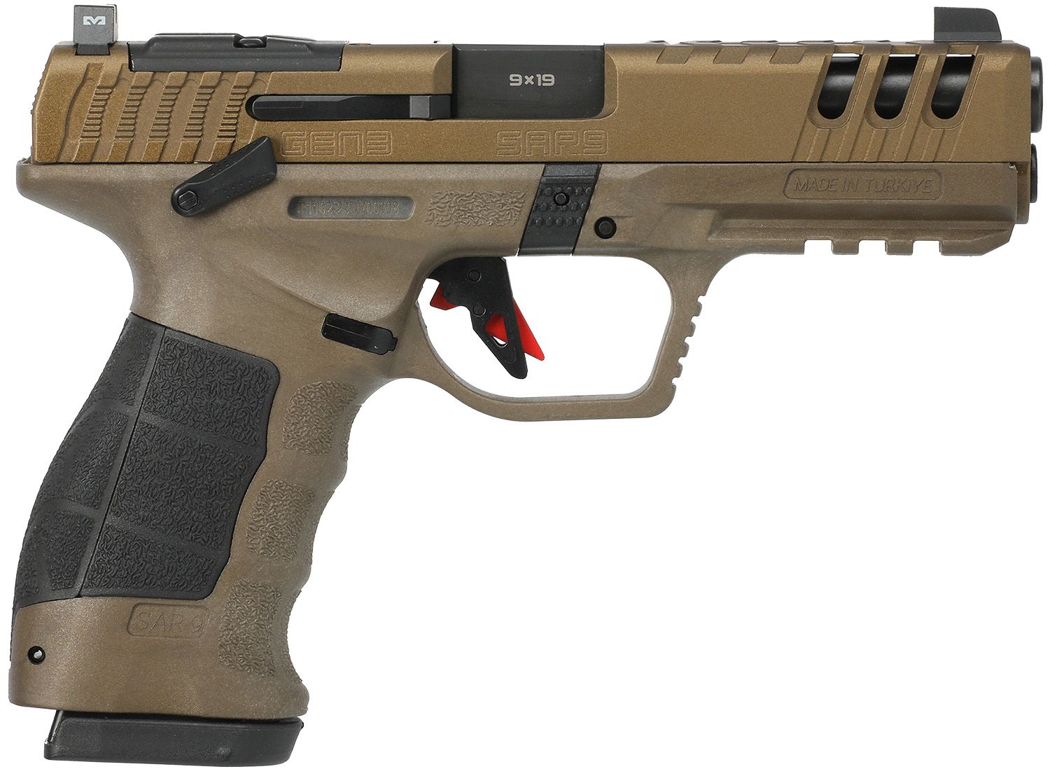 SAR USA SAR9 Gen3 Pistol SAR9G3BR, 9mm Luger, 4.40in, Black Polymer Grips, Bronze Cerakote Finish, 17 Rds