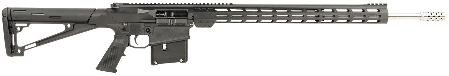 Great Lakes AR-10 Rifle GL10LA7REMSSBLK, 7mm Rem, 24", 20" M-Lok Handguard Fixed Hogue OverMolded Stock, 5 Rds
