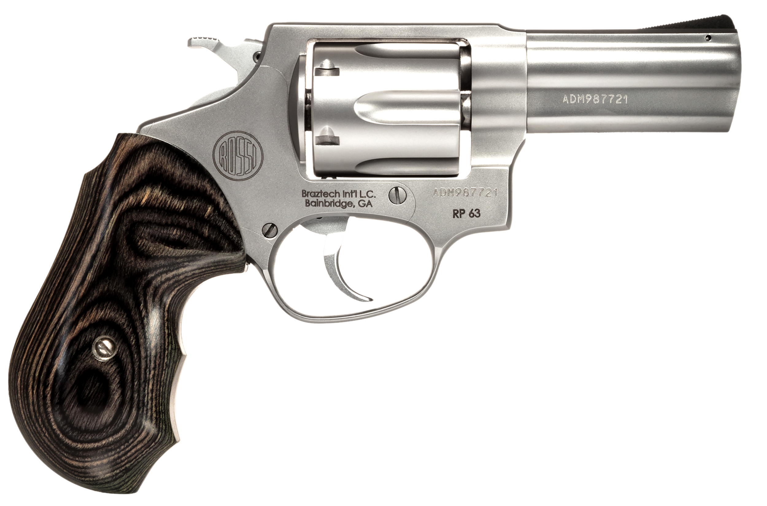 Rossi RP63 Revolver 2RP639WD1, 357 Mag, 3", Black/Gray Laminate Grips, Stainless Steel Finish, 6rd