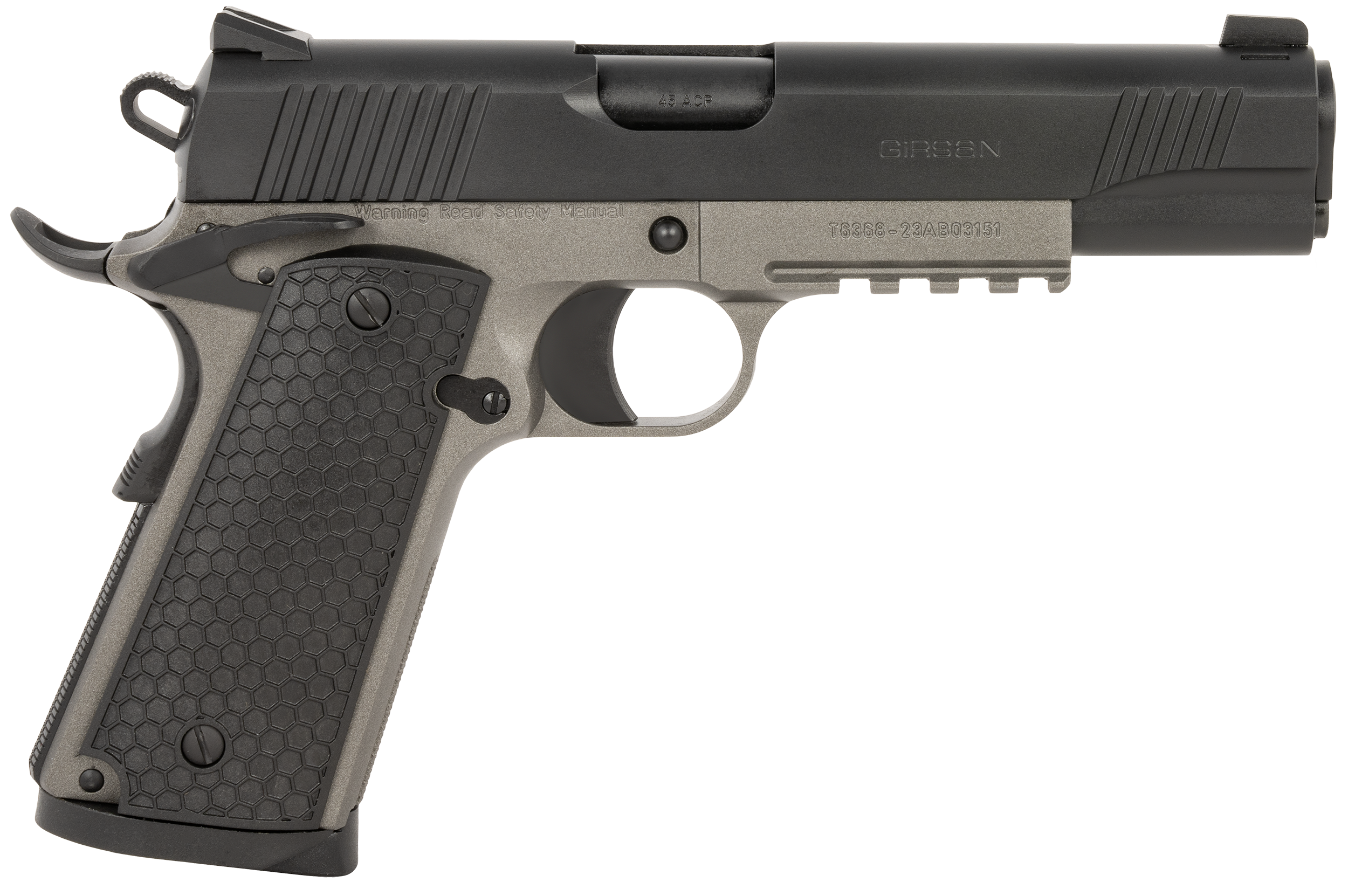 EAA MC1911 S Untouchable Pistol 392062, 45 ACP, 5in, Black Polymer Grips, Stainless Finish, 8 Rds